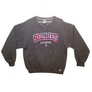 Russell Athletic Bellies Lacrosse Sweatshirt Men's Large Gray Embroidered Patch